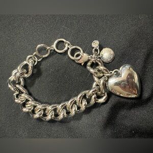 Just in time for Valentine’s Day, Chico’s heavy link bracelet with heart
